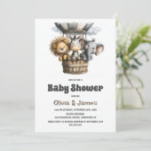 Safari Animals Baby Shower Einladung (Stehend Vorderseite)