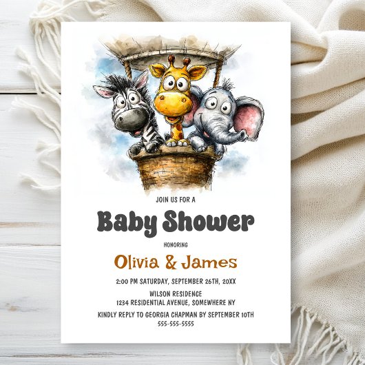 Safari Animals Baby Shower Einladung