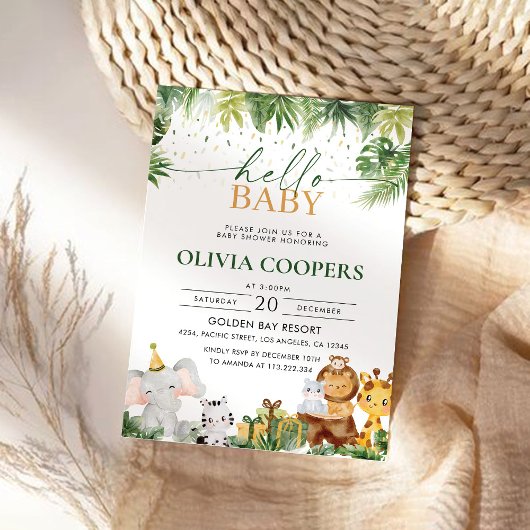 Safari Animals Baby Shower Einladung