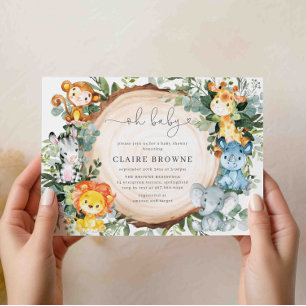 Safari Animals Baby Shower Einladung