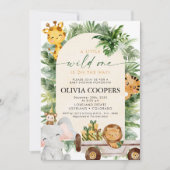 Safari Animals Baby Shower Einladung (Vorderseite)