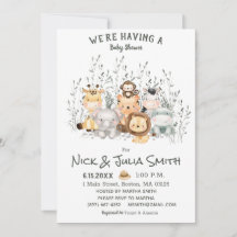 Safari Animals Baby Shower Einladung