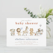 Safari Animals Baby Shower Einladung | Tiere (Stehend Vorderseite)
