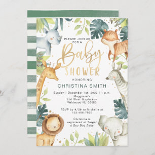 Safari Animals Baby Shower Einladungen