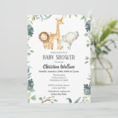 Safari Animals Baby Shower Einladungen (Stehend Vorderseite)