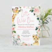 Safari Animals Baby Shower Einladungen für Mädchen (Stehend Vorderseite)