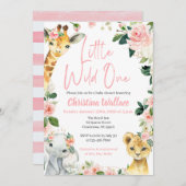 Safari Animals Baby Shower Einladungen für Mädchen (Vorne/Hinten)
