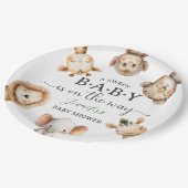 Safari Animals Baby Shower Gender Neutral Jungle Pappteller (Schrägansicht)