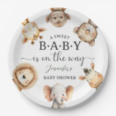 Safari Animals Baby Shower Gender Neutral Jungle Pappteller (Vorderseite)