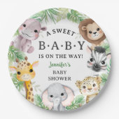 Safari Animals Baby Shower Gender Neutral Jungle Pappteller (Vorderseite)