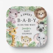 Safari Animals Baby Shower Gender Neutral Jungle Pappteller (Vorderseite)