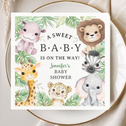 Safari Animals Baby Shower Gender Neutral Jungle Serviette
