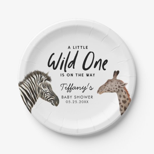 Safari Animals Baby Shower Gender Neutral Pappteller (Vorderseite)