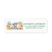 Safari Animals Baby Shower Green Rücksendeadresse (Vorne)