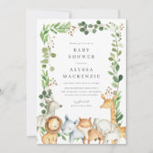 Safari Animals Baby Shower Invitation Einladung (Vorderseite)