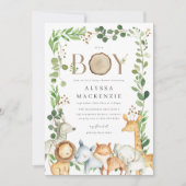 Safari Animals Baby Shower Invitation Einladung (Vorderseite)