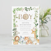 Safari Animals Baby Shower Invitation Einladung (Stehend Vorderseite)