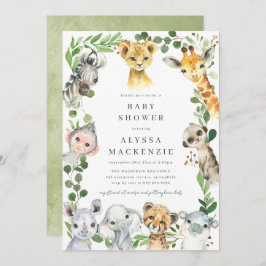 Safari Animals Baby Shower Invitation Einladung