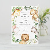 Safari Animals Baby Shower Invitation Einladung (Stehend Vorderseite)