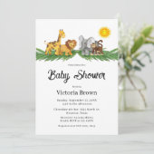 Safari Animals Baby Shower Invitation Einladung (Stehend Vorderseite)