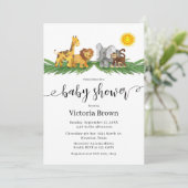 Safari Animals Baby Shower Invitation Einladung (Stehend Vorderseite)