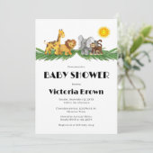 Safari Animals Baby Shower Invitation Einladung (Stehend Vorderseite)