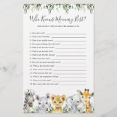 Safari Animals Baby Shower kennt Mommy Best (Vorderseite)