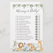 Safari Animals Baby Shower Mommy oder Daddy Game (Vorne/Hinten)