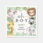 Safari Animals Baby Shower Oh Boy Tropical Jungle Serviette (Vorderseite)