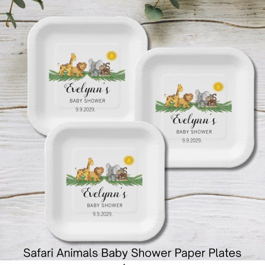 Safari Animals Baby Shower  Pappteller