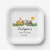 Safari Animals Baby Shower  Pappteller (Vorderseite)