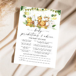 Safari Animals Baby Shower Predictions Card