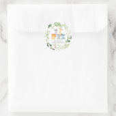 Safari Animals Baby Shower  Runder Aufkleber (Tasche)