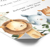 Safari Animals Baby Shower Sanitizing Station Schi Poster (Ecke)