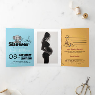 Safari Animals, Baby Shower Suite Dreifach Gefaltete Einladung