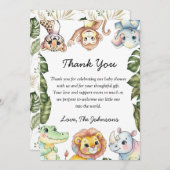 Safari Animals Baby Shower Thank You Card (Vorne/Hinten)