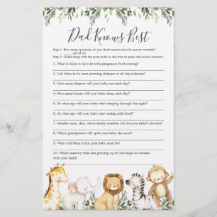 Safari Animals Baby Shower Vater kennt das beste S