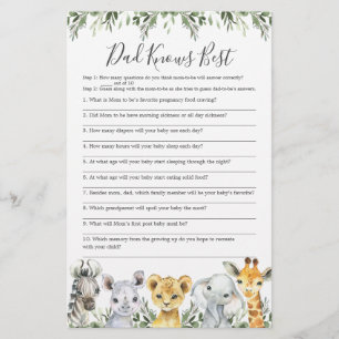 Safari Animals Baby Shower Vater kennt das beste S