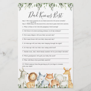 Safari Animals Baby Shower Vater kennt das beste S