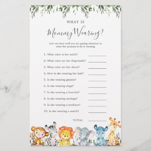 Safari Animals Baby Shower Was ist Mommy Wear (Vorderseite)