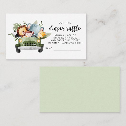 Safari Animals Baby Shower Windelwuler Raffle Begleitkarte (Vorne/Hinten)