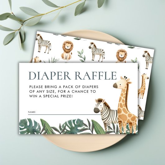 Safari Animals Baby Shower Windelwuler Raffle Begleitkarte