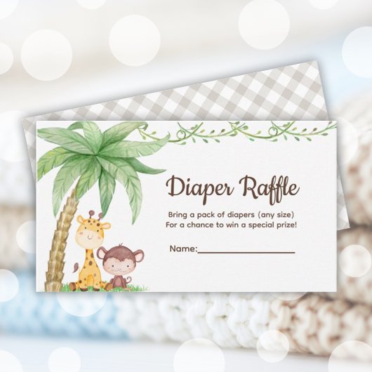 Safari Animals Baby Shower Windelwuler Raffle Begleitkarte