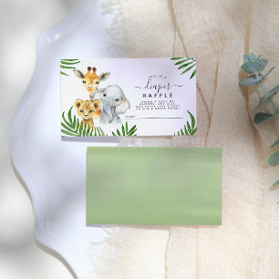 Safari Animals Baby Shower Windelwuler Raffle Begleitkarte