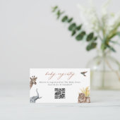 Safari Animals Baby Showgeschenk Registrierung QR Begleitkarte (Stehend Vorderseite)
