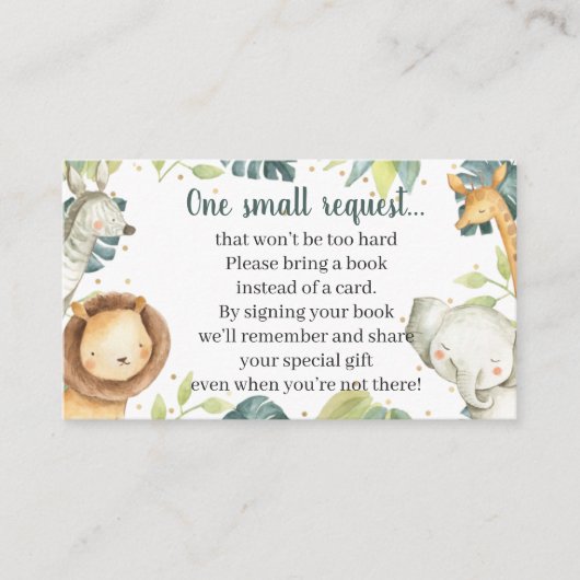 Safari Animals Baby Showkarte Begleitkarte (Vorderseite)