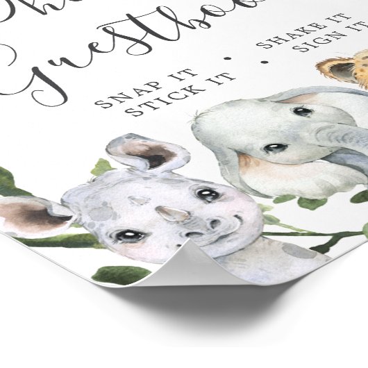 Safari Animals Baby Showroom Foto Gästebuch Zeiche (Ecke)