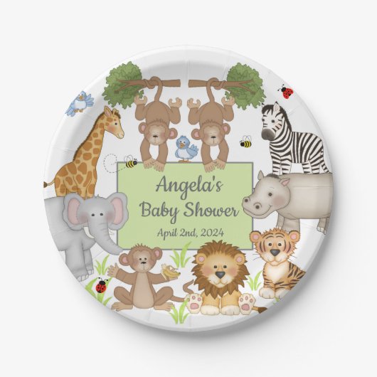 Safari Animals Baby Showroom Party Table Pappteller (Vorderseite)