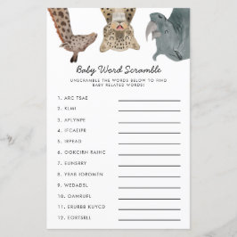 Safari Animals Baby Word Scramble Game