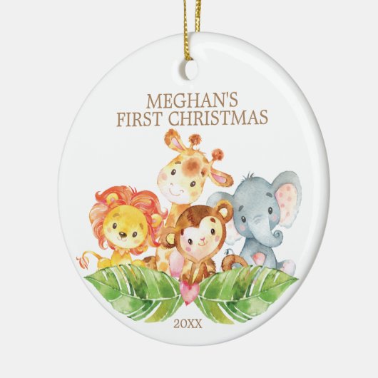 Safari Animals Baby's First Christmas Ornament (Links)
